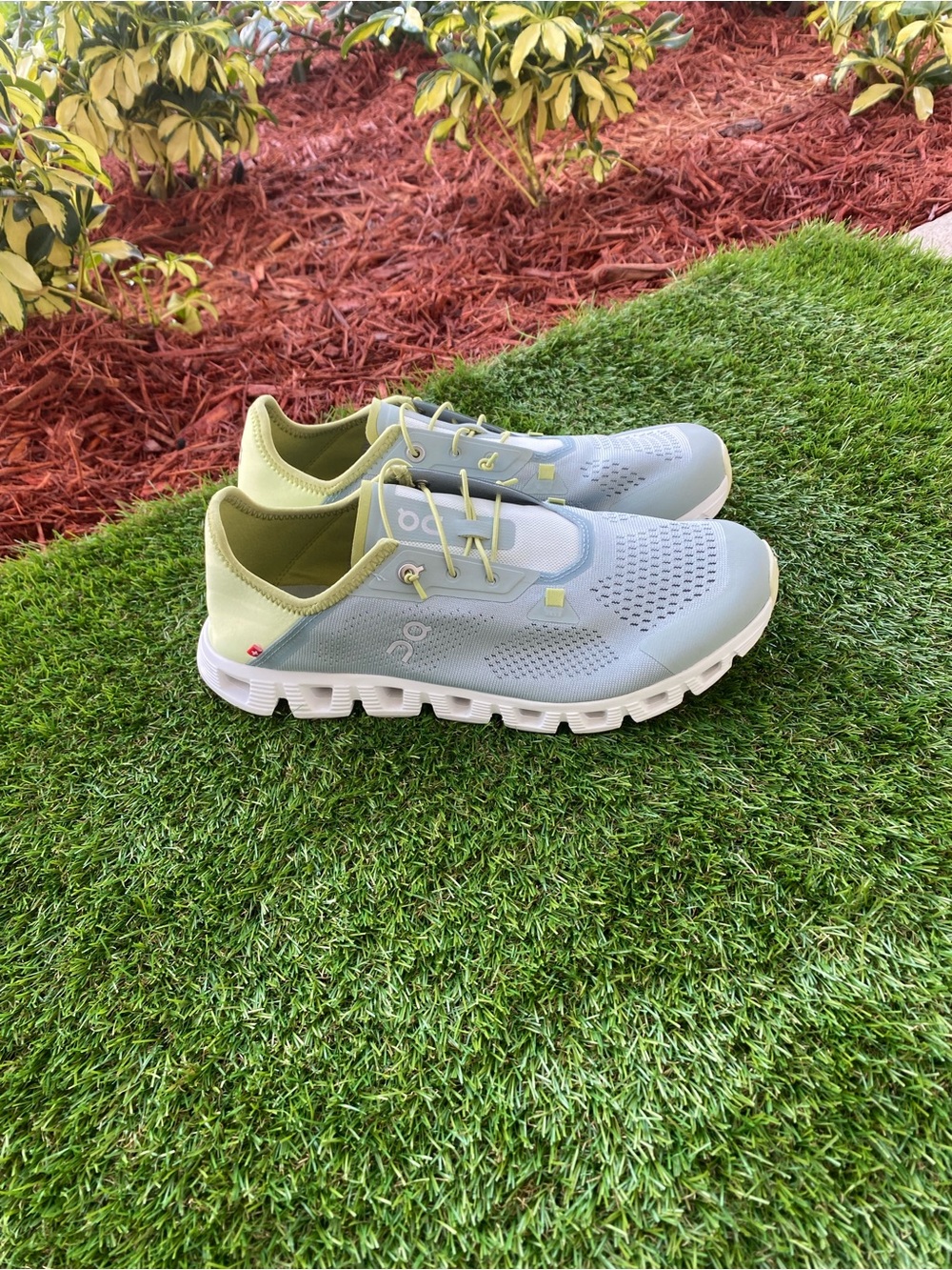 On Running Men's Athletic Shoes in Light Blue and Lime Green